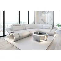 Sofa Dreams Ecksofa Pescara L Form Leder, 4-Sitzer, Büffelleder Premium, Weiß, USB, LED, Ecke rechts weiß