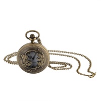 JewelryWe Taschenuhr Herren Retro Pixiu Tapferen Truppen Kylin für Reichtum Hohle Openwork Analog Quarz Uhr mit Halskette Kette Bronze Unisex Pocket Watch Geschenk