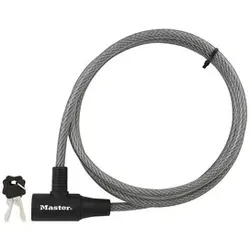 MasterLock Kabelschloss mit Schlssel, Lnge: 1,8 m, Durchmesser: 10 mm; schwarz,
