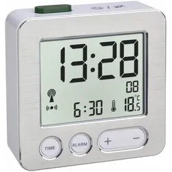TFA® digitaler Funkwecker 60.2028 CHARGE IT WIRELESS silber