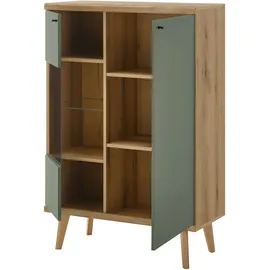 INOSIGN Vitrine »MAVAS« in moderner Trendfarbe, Giffe aus Metall (Schwarz), Höhe 134 cm grün