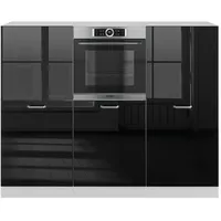 Vicco R-Line Einbauküche Schwarz Hochglanz/Weiß 180 cm ohne Arbeitsplatte