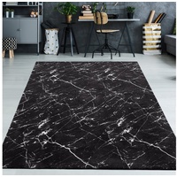 Teppich Marmor Teppich Abstrakt in schwarz, TeppichHome24, rechteckig schwarz|weiß rechteckig - 140 cm x 200 cm