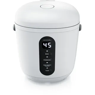 Arendo Reiskocher digital 0,8L mit Messbecher & Reislöffel, 2 Kochprogramme, Warmhaltefunktion, Timer, 300W, Weiß
