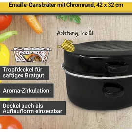 Krüger Bräter, emailliertes Stahlblech, gesprenkelt mit Chromrand, 42 cm Induktion