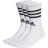 adidas Unisex 3 Stripes Crew Socken, White/Black, L