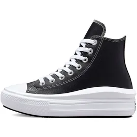 Converse Chuck Taylor All Star Move Platform Foundational Leather Sneaker, Black White White, 41 EU