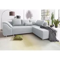 Ecksofa COLLECTION AB "Sally L-Form" Sofas Gr. B/H/T: 256cm x 87cm x 165cm, Struktur, Ottomane beidseitig montierbar, mit Bettfunktion, grau (silbergrau) mit und ohne Bettfunktion, inklusive loser Rücken- Zierkissen