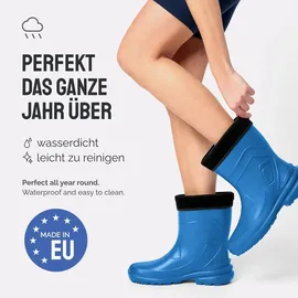 Ladeheid Thermo Eva Gummistiefel Damen gefüttert wasserdichte und federleichte Regenstiefel Damen LA-800-2017 (Kornblume/Schwarz, 38 Eu)