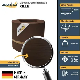 zaunzu® Sichtschutzstreifen Rille PP 26 x 19 x 0,1 cm Braun Metall 1 St.