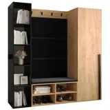 ABIKS MÖBEL Garderoben-Set MIRO Set 3, Garderobe mit gepolsterten Paneelen, Modern Design schwarz