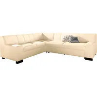 Ecksofa DOMO COLLECTION "Norma, moderne Armlehnen, zeitlos und elegant, Breite 247cm, L-Form", beige (creme), B:247cm H:74cm T:212cm, Microfaser PRIMABELLE (100% Polyester);Kunstleder SOFTLUX;Struktur (90% Polyester, 10% Polyacryl);NaturLEDER (echtes Rindsleder), Sofas, Ecksofa, wahlweise mit Bettfunktion