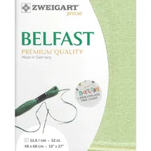 Zweigart Zählstoff BELFAST precut 32 ct. 100% Leinen 3609 Farbe 6083 grün, Handarbeitsstoff für Stickerei 48x68 cm