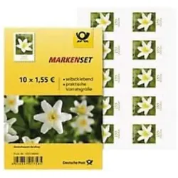 10 Stück Deutsche Post 1,55€ "Buschwindröschen" Selbstklebend