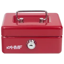 HMF 102122-03 Kinder Spardose, Geldkassette abschließbar mit Schlitz, 12,5 x 9,5 x 6 cm Rot