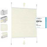 Sekey Plissee Klemmfix ohne Bohren 90x150cm Faltrollo Plisseerollo Jalousie für Tür & Fenster Blickdicht Sichtschutz Sonnenschutz Fertifplissee Rollo 90 cm breit Beige