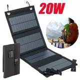 20W Faltbar Solarpanel Solarmodul Power Bank Handy USB Ladegerät Camping Wandern