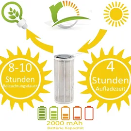 Marrakesch Orient & Mediterran Interior Marrakesch 2er Set Solarlaternen Solarlampen für außen mit Henkel aus Metall 30cm Groß | Boho Deko Outdoor Solar LED Laterne Wetterfest Bamba Weiss IP65 Wasserdicht als Gartendeko im Garten