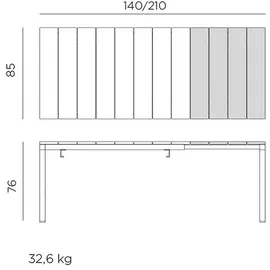 Nardi Rio Ausziehtisch 210 x 85 x 76 cm weiß