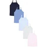 TupTam Mädchen Unterhemd Spaghettiträger Top – Atmungsaktive Unterhemden Mädchen im 5er Pack, Farbe: Dunkelblau Blau Hellblau Grau Rosa, Größe: 146-152 - 146-152