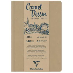 Clairefontaine 2x Zeichenbuch A5 mit Fadenbindung, 40 Blatt 140g - Kartonbraun 975963C