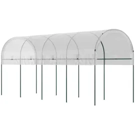 Outsunny Tomatengewächshaus Stahl Weiß PE 400 cm 5,44 m2