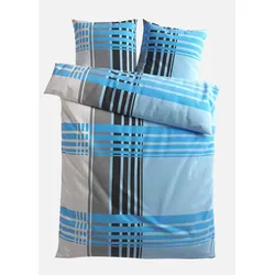 bonprix Bettwäsche mit Karos, blau, 155x220 cm, mit Baumwolle