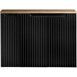 [en.casa] Waschbeckenunterschrank Skelbolu mit 3 Türen 80x60x40cm Schwarz/Eichenoptik [en.casa]
