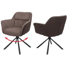 Mendler 2er-Set Esszimmerstuhl HWC-K33, Küchenstuhl Stuhl, drehbar Auto-Position, Stoff MVG Kunstleder, braun-dunkelbraun