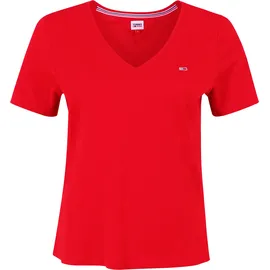 Tommy Jeans Slim Soft Kurzarm-T-Shirt Mit V-ausschnitt Deep Crimson S