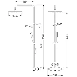 Herzbach Duschsäule RB 250mm rund mit Thermostat Edelstahl 11.988225.1.09