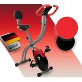 Fjoerdesports Senioren Heimtrainer, faltbarer Fahrradtrainer, Heimtrainer, Fitnessfahrrad LCD Trainingscomputer, klappbarer Hometrainer, inklusive Pulsmessung, 8 Widerstandsstufen (Schwarz-Rot)