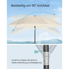 Songmics Sonnenschirm Ø 200 cm Beige