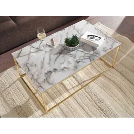 FineBuy Allie Weiß/Gold MDF 100 x 60 x 40 cm