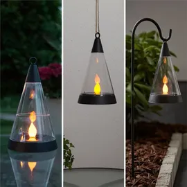 Star Trading Laterne Kunststoff 13x70 cm inkl. Stange schwarz/gold