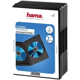 Hama 51294 DVD-Doppel-Leerhülle mit Folie 5er-Pack schwarz