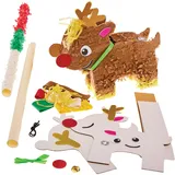 Baker Ross FX644 Rentier-Piñata-Set - 1 Set, Weihnachts-Party-Piñata-Bastelset für Kinder