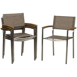 ACAMP Skye Garten-Essgruppe 7-tlg. Tisch Old Java 180 x 90 cm beige/silber