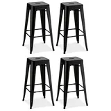 Ibbe Design 4er Set Schwarz Stahl Barstühle Vintage Industrial Metallstühle Küchenstühle Stapelbar Metall Stuhl Felix, Sitzhöhe 76 cm, 43x43x76 cm