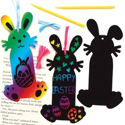Kratzbild-Lesezeichen "Osterhasen" (pro Set 10) Bastelaktivitäten zu Ostern