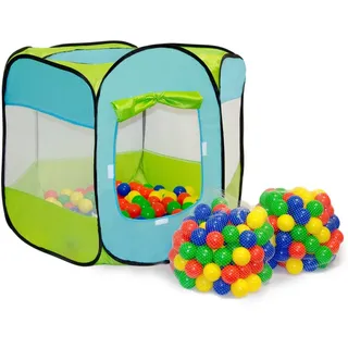 LittleTom Bällebad Kinderzelt für Drinnen & Draußen - 200 Bälle - 100x100x72 Zelt mit Bällen für Kinder - Zelt Deko Kinderzimmer Spielzelt Kinderzelt Bällebad Kinder Bällebad Spielzeug Bällebad Babys