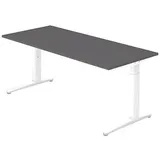 HAMMERBACHER XB19 höhenverstellbarer Schreibtisch grafit rechteckig, C-Fuß-Gestell weiß 180,0 x 80,0 cm