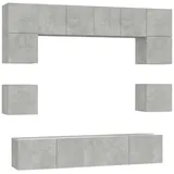 vidaXL 8-tlg. TV-Schrank-Set Betongrau Holzwerkstoff