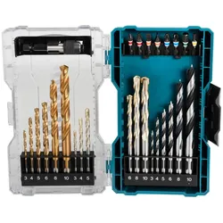 Makita Bohrer Bit Set Holz Steinbohrer Metallbohrer Bithalter 27tlg E-07032