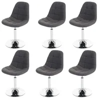 Mendler 6er-Set Esszimmerstuhl HWC-A60, Stuhl Drehstuhl, Chrom Textil hellgrau