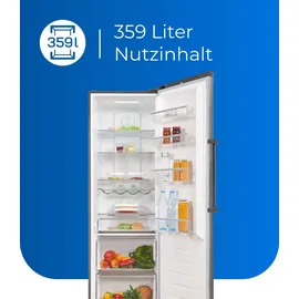 Exquisit KS360-V-HE-040E Kühlschrank (359 l, 1850 mm hoch, Inoxlook-az)