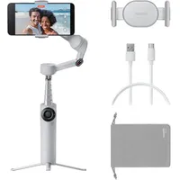 INSTA360 Flow 2 Grau, Smartphone-Gimbal – Klappbarer KI-Smartphone-Gimbal, KI- & Multi-Personen-Tracking, Integriertes Stativ/Selfie-Stick, Fernbedienung, Für iPhone/Android, Reisen