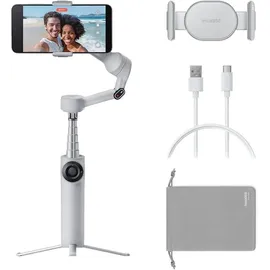 INSTA360 Flow 2 Grau, Smartphone-Gimbal – Klappbarer KI-Smartphone-Gimbal, KI- & Multi-Personen-Tracking, Integriertes Stativ/Selfie-Stick, Fernbedienung, Für iPhone/Android, Reisen