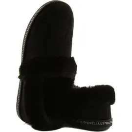 SKECHERS Cozy Campfire Team Toasty Slippers, Black Microfiber/Faux Fur Line, 39