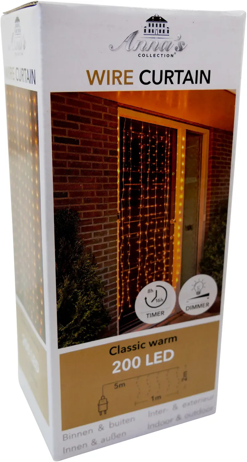 Lichtervorhang 200LED 100x200cm 10 Stränge outdoor Timer  - classic